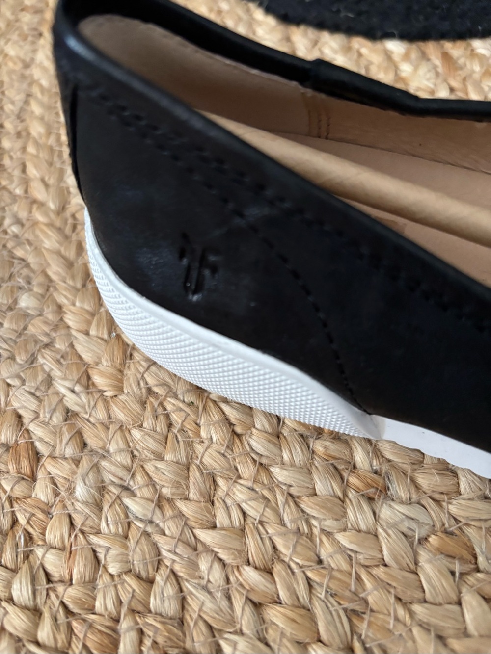 Frye Black Leather Slip-On Sneakers with White Sole - Picture 3 of 5